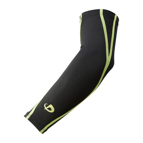 Phiten X30 Sports Sleeves, 2-pack, Arm Sleeves for Men and Women, Size S, Black/Green/Yellow, for Running, Marathon, Volleyball, Tennis, Badminton