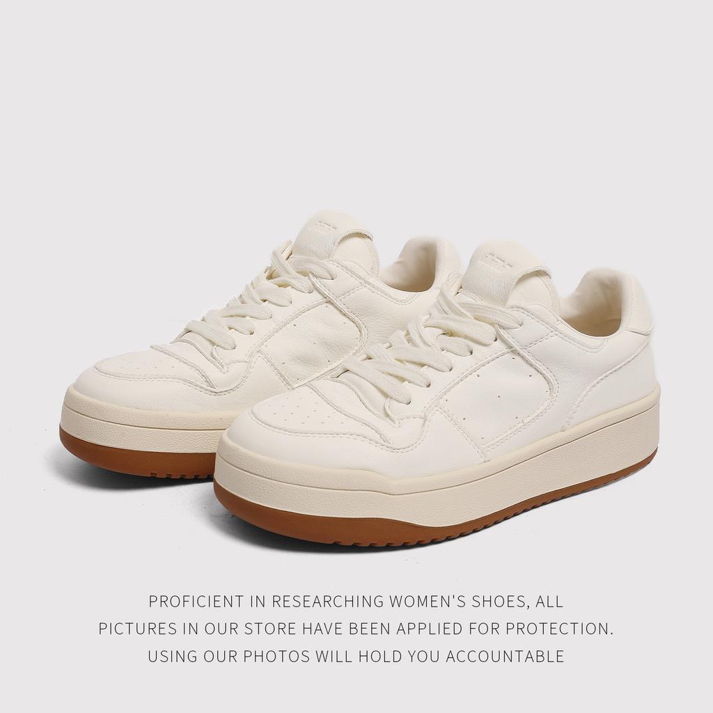 The First Layer Of Environmentally Friendly Cowhide-Casual Board Shoes Women'S Platform White Shoes Autumn Fashion Heightening Sports