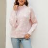 Women's Fashion Chenille Love Sweater Autumn And Winter Half Turtleneck Loose Knitted Sweater