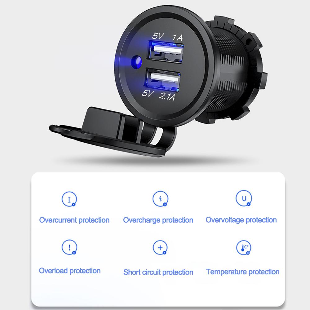 Car USB Charger Socket Motorbike Cigarette Lighter 5V 3.1A Outlet Waterproof Power Adapter for 12-24V Car RV Boat Truck