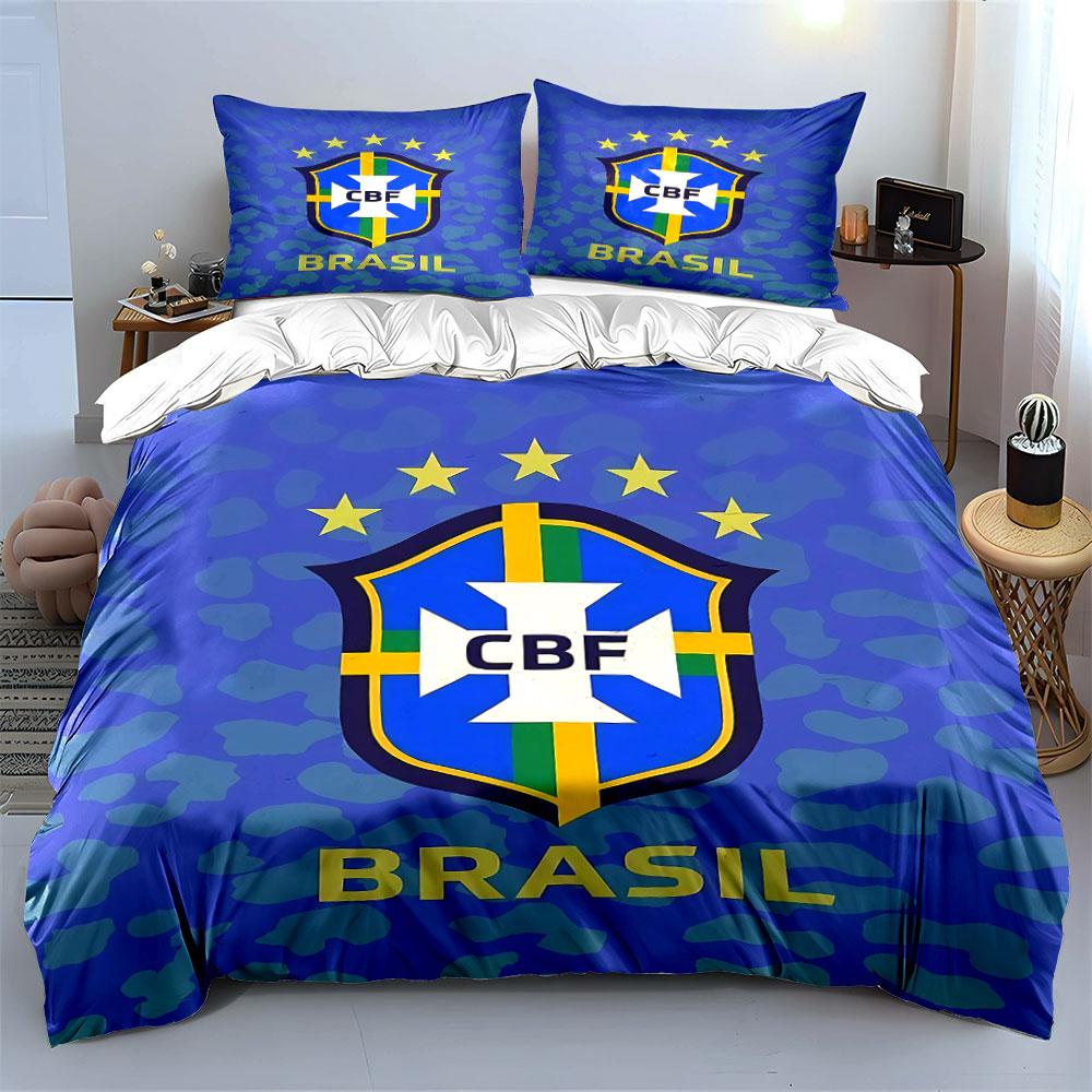 Brazil CBF Logo Bedding Set Bedding Duvet Cover Set Duvet Cover Pillowcases (1 * Duvet Cover 2 * Pillowcases, without duvet insert)