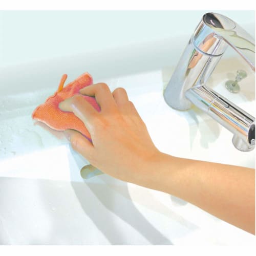 Aion Wash Basin Sponge, Orange, 10x10cm, with Super Absorbent Sponge Tips, Cleans with Just Water, Squeeze for Instant Absorption, Suuno 852-O, 1 Spon