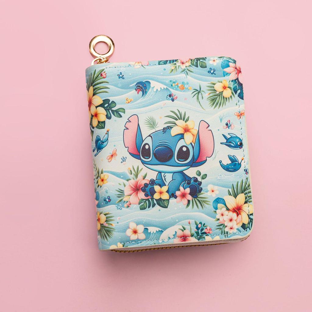2025 Cartoon Stil Stitch PU Geldbörse: Unisex Kurzes Reißverschluss-Münzfach & Ausweishalter