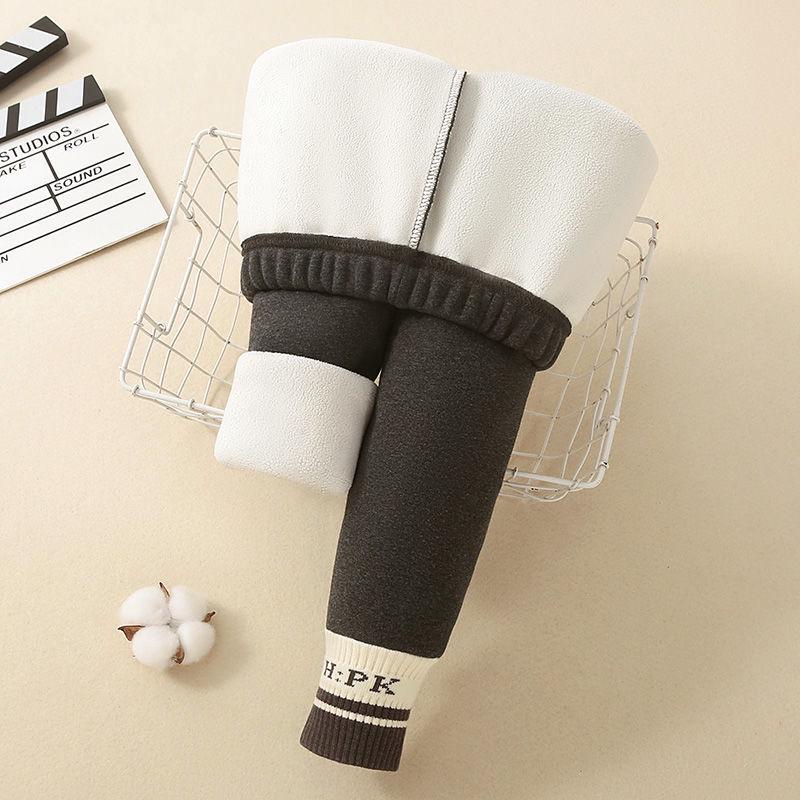 Girls' Fleece-Lined Leggings: Stylish Cotton Pants for Autumn & Winter - Wear Outside, Soft Velvet, Cozy Warmth