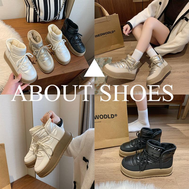 Fleece High-top Snow Boots Women's Winter New Student Ins Korean Version of Thermal Casual Shoes Cotton Shoes K2905