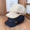 Light luxury belt buckle octagonal hat women's autumn and winter woolen fabric newsboy hat simple version new beret wholesale