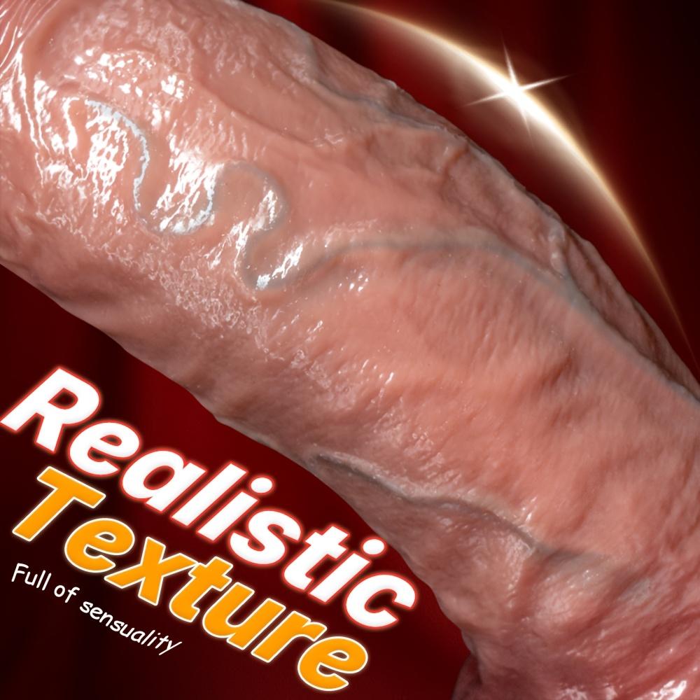 Liquid Silicone Thick Realistic Dildo, Soft Large Penis Toy with Strong Suction Cup, Comfortable Design for Couples, Free Privacy Bag