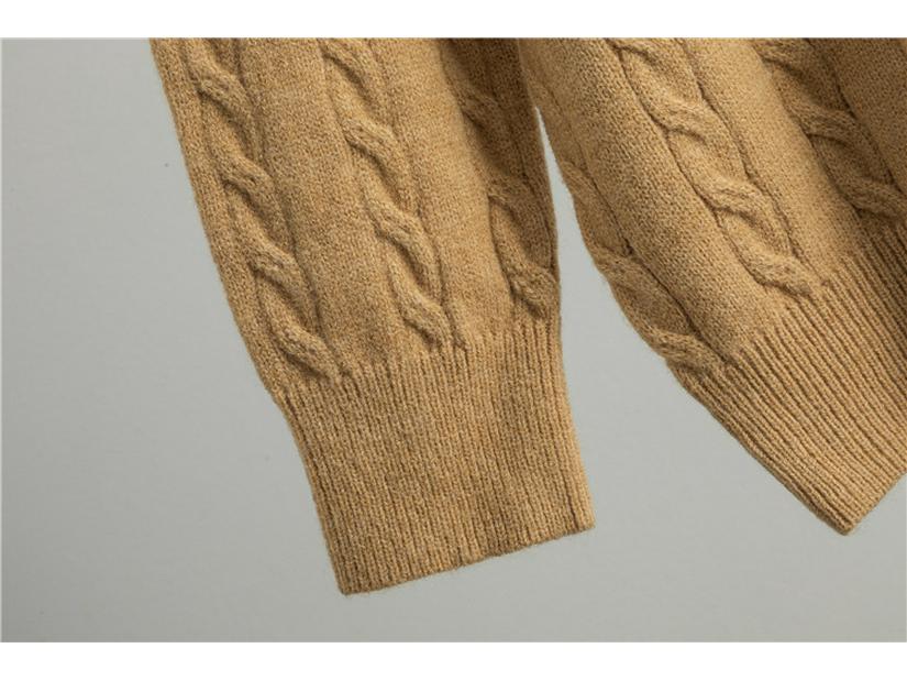 Women's Versatile Autumn/Winter Half-Zip Knit Top and Wide-Leg Pants Set