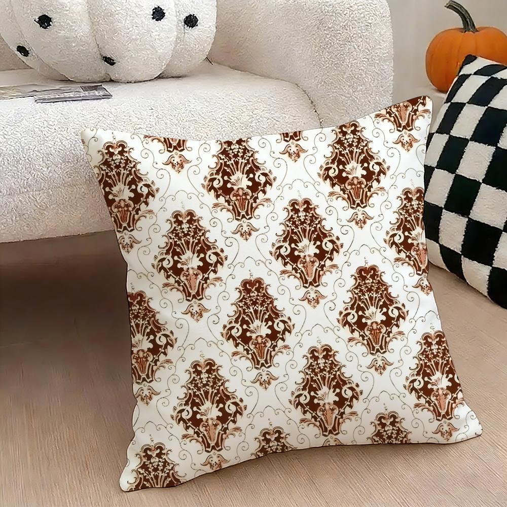 European Retro Cushion Cover Natural Linen Double Sided Print Throw Pillow Case for Sofa Couch Home Decor