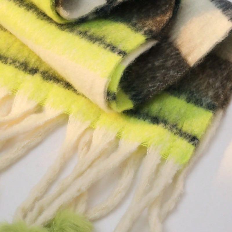 Autumn and Winter Warm Scarf Mohair Versatile Striped Thickened Neck Scarf