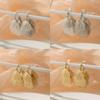 Carved Light Luxury Elegant Metal Hollow Silver Golden Hoop Earrings Ginkgo Leaf Shaped Ear Clip Gift For Women