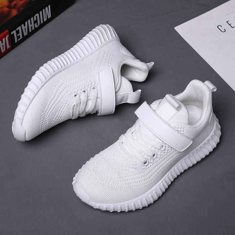 Non-slip woven mesh children's medium and large sports shoes foreign trade running shoes children's boys light flying sports breathable transportation