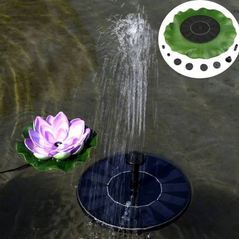 Lotus Leaf Style Solar Fountain For Garden Pond Water Feature With Floating Design