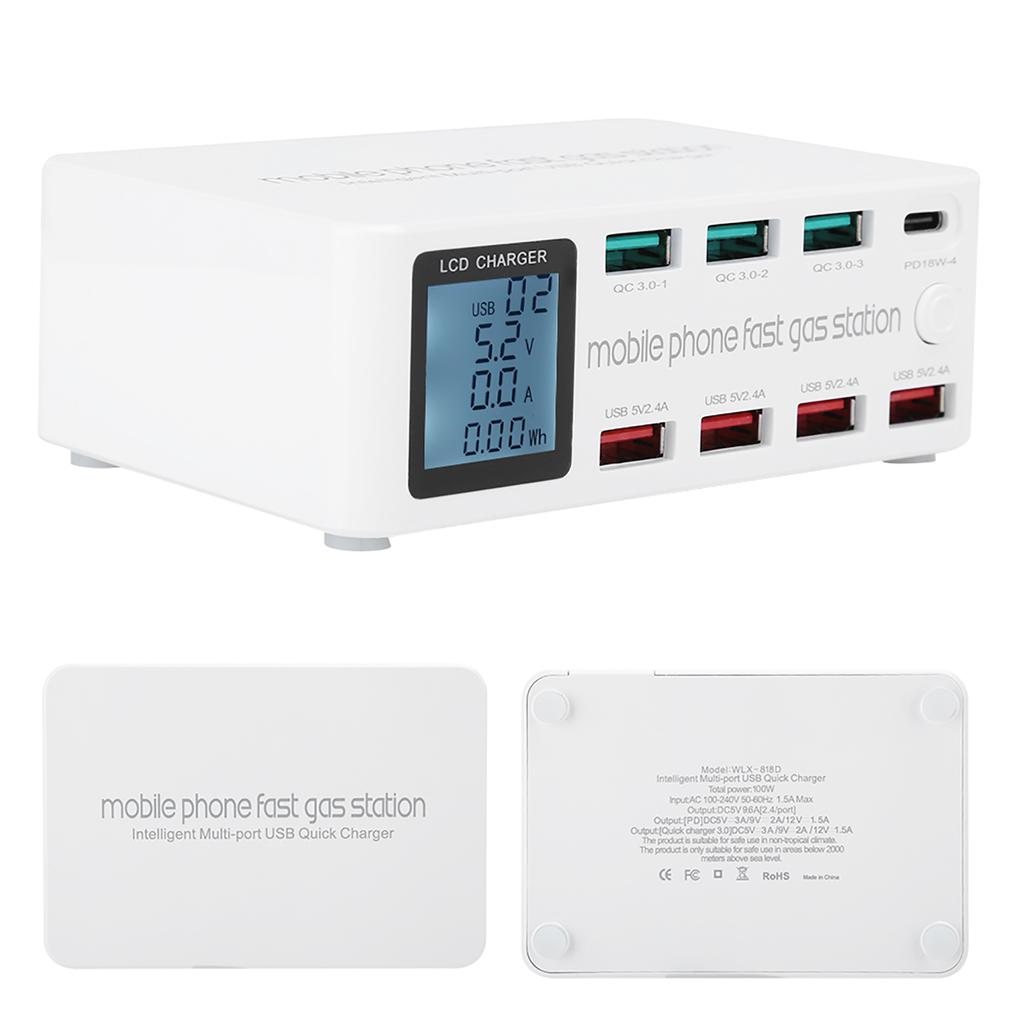 8 IN 1 Multifunction USB Charging Station Smart Socket Bracket 100W Maximum 100‑240VEU