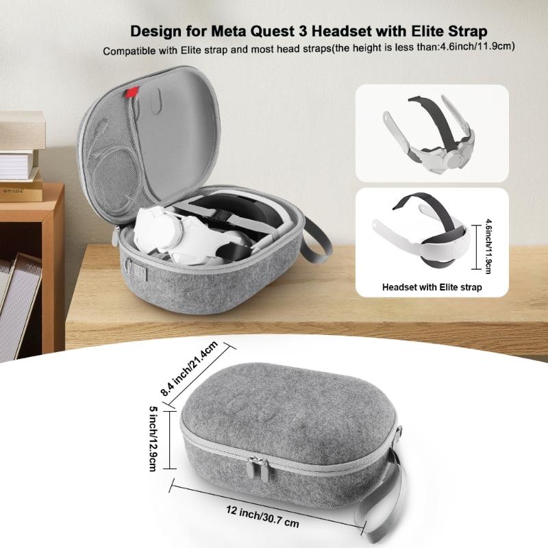 Hard Carrying Case for 3 Accessories All-in-One Travel Case for VR Headset Head Strap Controller and Other Accessories