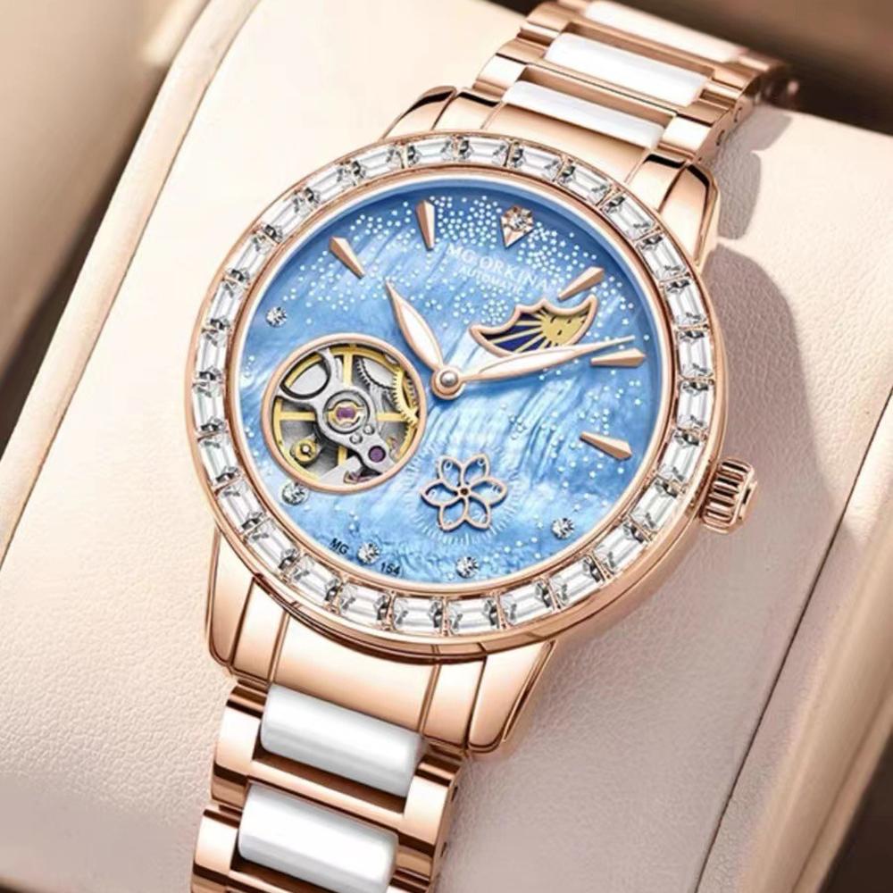 Women Watches Fashion Rose Blue Watch