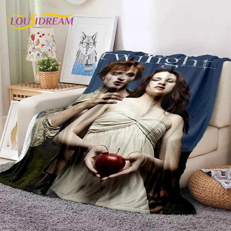 The Twilight Saga Edward Bella Mjuk Flanellfilt för Säng Sovrum Soffa Picknick, Kastfilt att Täckas med Utomhus Fritid Vilo-present