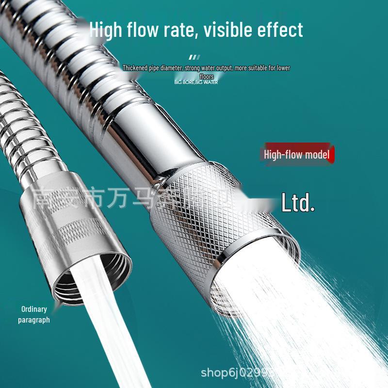 Universal Stainless Steel Shower Head with Soft Hose and Sprinkler Connector for Bathing.