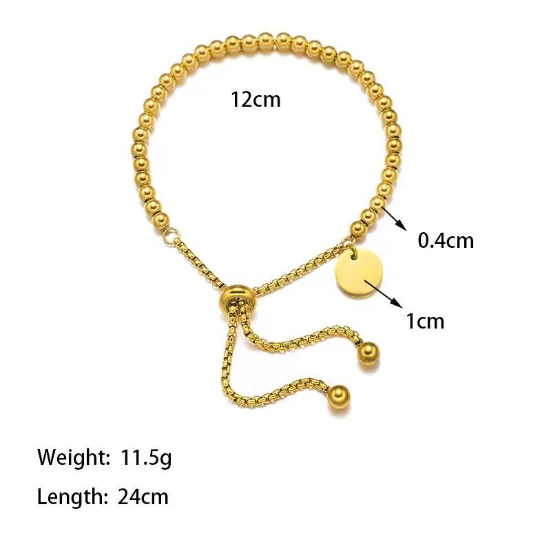 Korean Pull Adjustable Bracelets Women Dainty Rounded Beads Metal Chain Minimalist Gold Bangle Jewelry Waterproof ALN2601001610