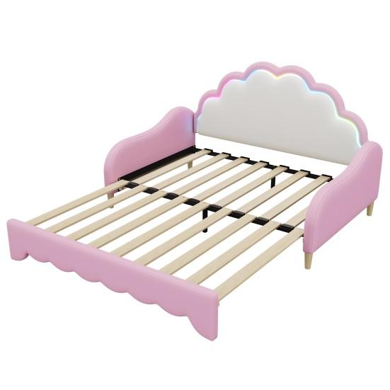 Muschelform Flachbett mit Kopfteil Umgebungslicht Fernbedienung Matratze Holzlattenrost Bett Schlafzimmer