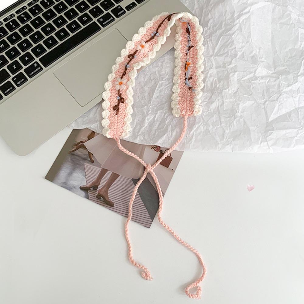 Woolen Yarn Crochet Hair Band Embroidered Pastoral Style Hair Band  Hair Styling Accessory