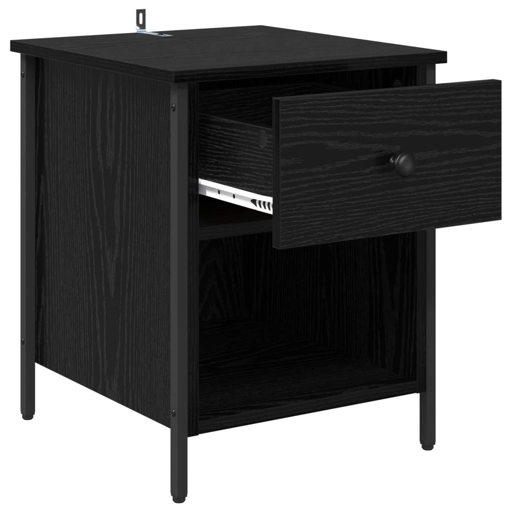 Nightstand Black Oak Effect 40 X 42 X 50 Cm Wood Based Panel