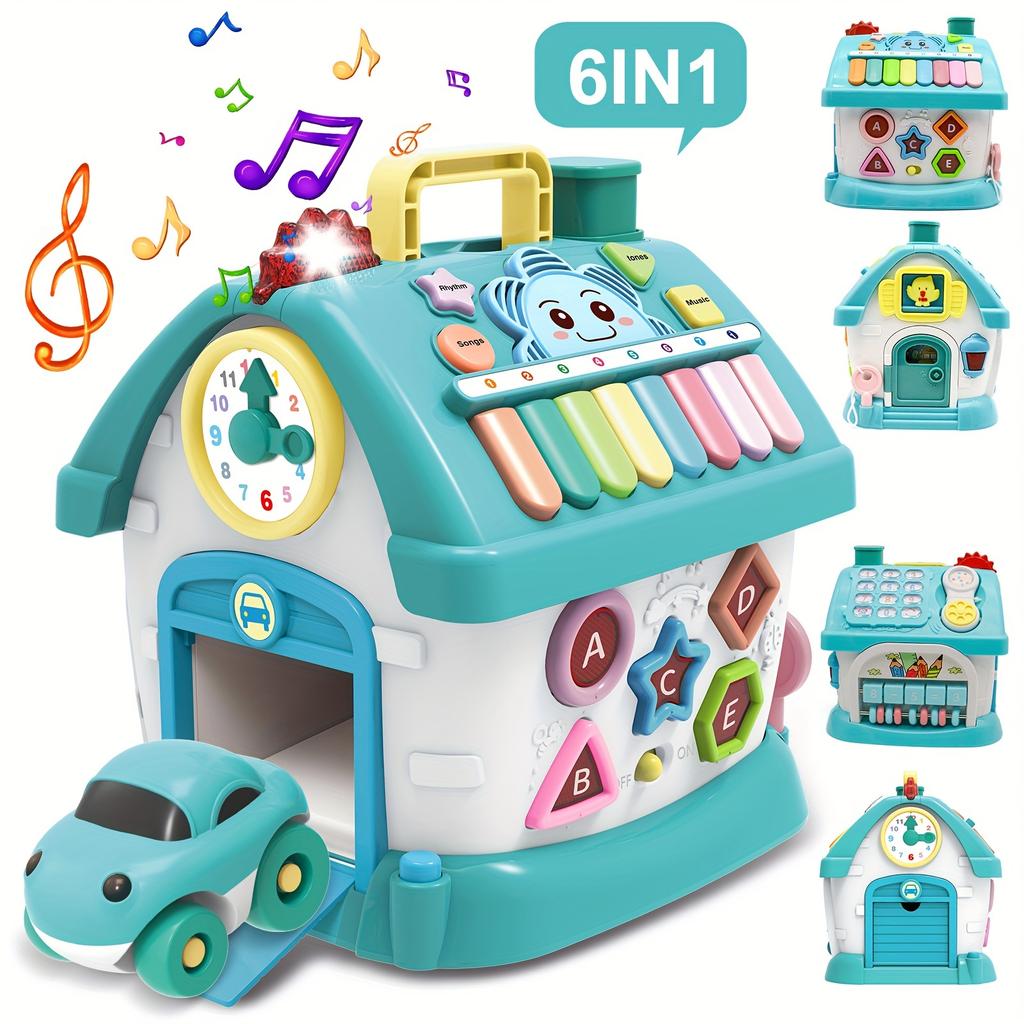 1pc Interactive Educational Toy House, Durable Plastic Learning Playset with Colorful Buttons and Switches, Enhances Hand Eye Coordination for Kids