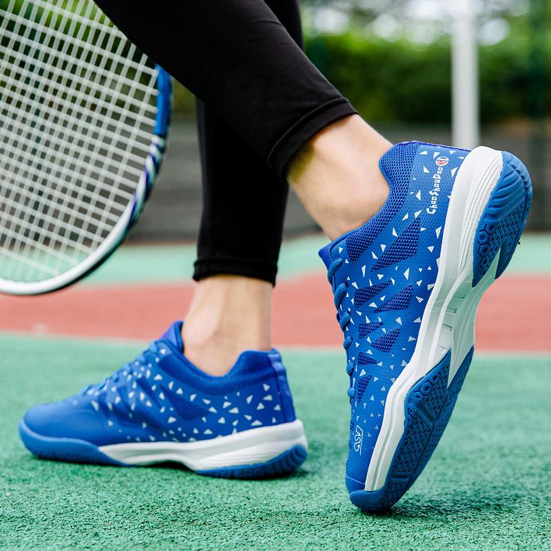 Absorção de choque do casal anti-skid resistente ao desgaste moda ao ar livre sapatos de badminton sapatos de vôlei treinamento sapatos esportivos