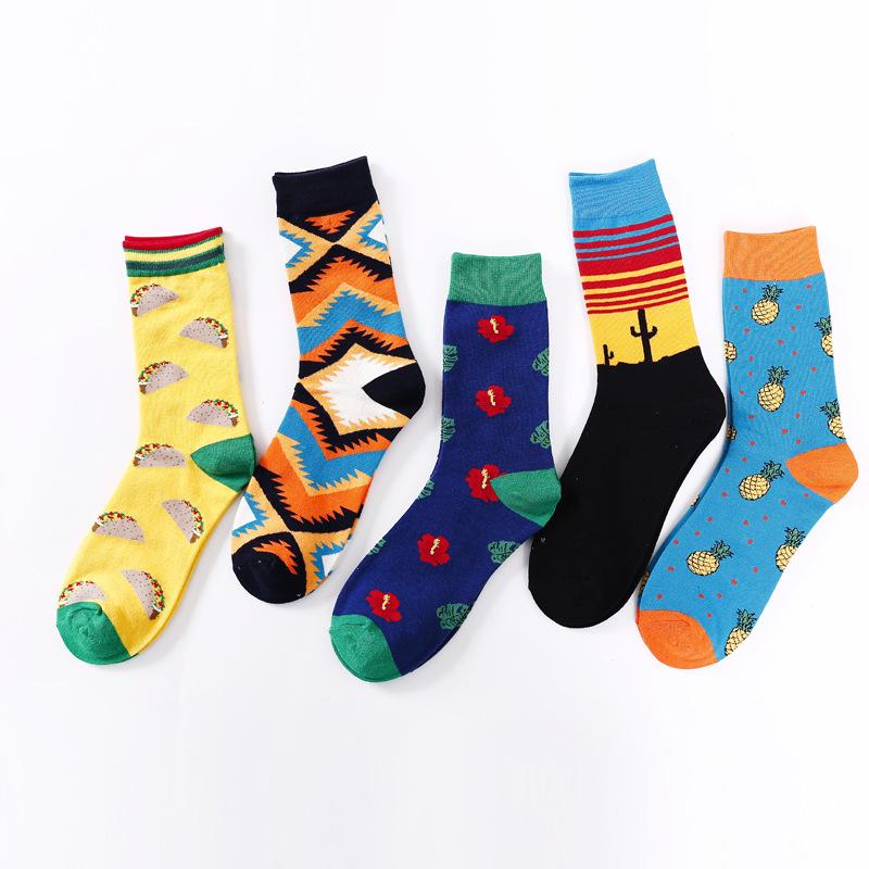 Novelty Mid Calf Socks, Funny Pineapple Pizza Pattern Cotton Crew Socks One Size