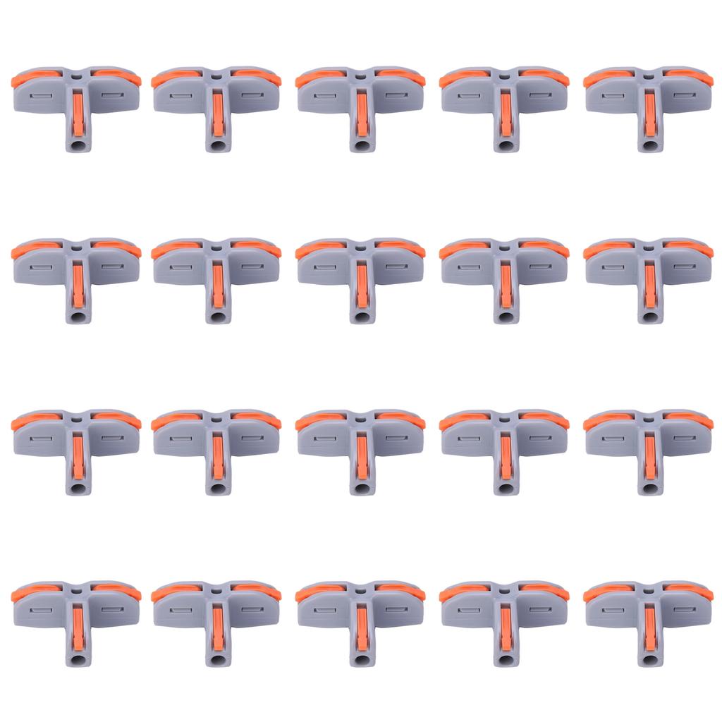 20Pcs Quick Terminal Block Wire Connector TShaped PushType Wiring Splitter SPLT1(Gray )