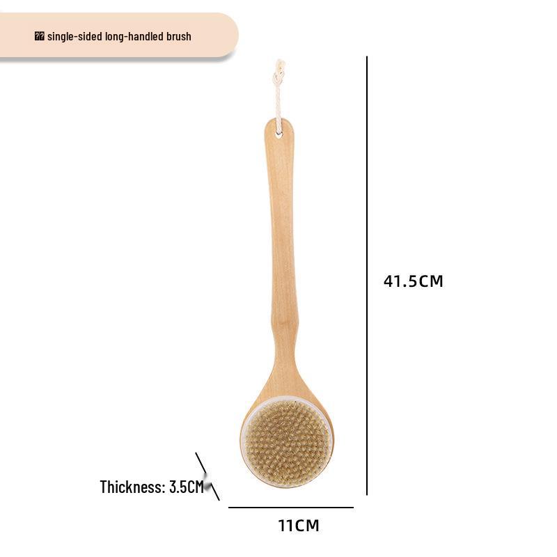 Wooden Boar Bristle Bath Brush with Long Handle for Scrubbing and Massage