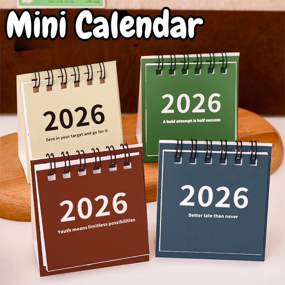 2026 Small Simple Desk Calendar Creative Coil Calendar Planner Desktop Decoration Ornament School Office Stationery
