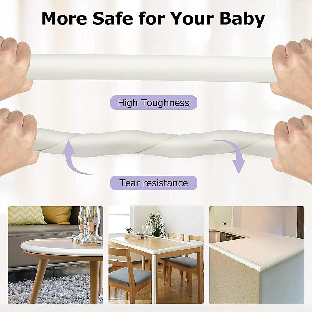 Safety Corner Guard Table Edge Corner Protector Strip for Kids Baby Proofing Foam for Furniture Edges Cushion Protection Bumper Strip 2 Meters (White)
