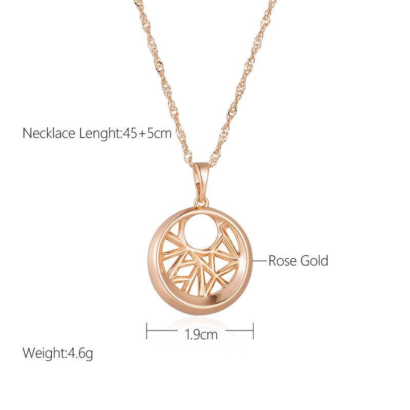 Kinel Glossy Pendant Necklace Earrings For Women Cubic Zircon Daily Jewelry