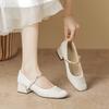Spring French Retro Burgundy Wedding Shoes Shallow Mouth Mary Jane Square Head Thick Heel One Word Buckle Belt Single Shoes Women