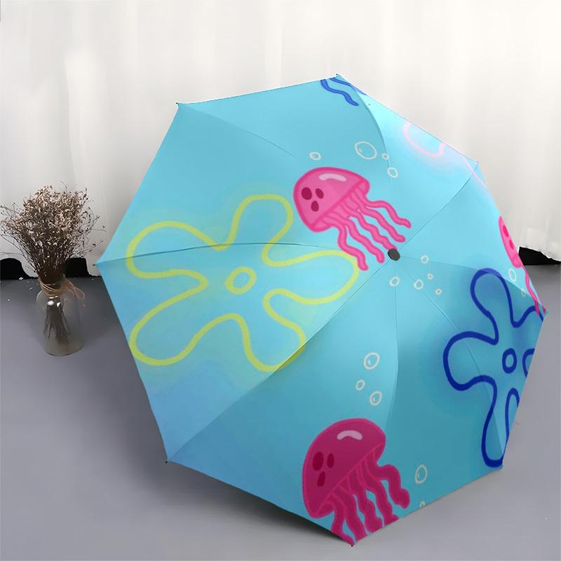 1pc Jellyfish Ocean Adventure Umbrella with Plastic Handle,Suitable for All Seasons Home Travel Outdoor UmbrellaM1351