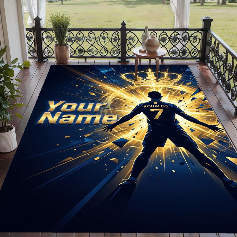 Custom Text Printed Rug Cristiano Ronaldo Non Slip Floor Carpet For Home Room Decor