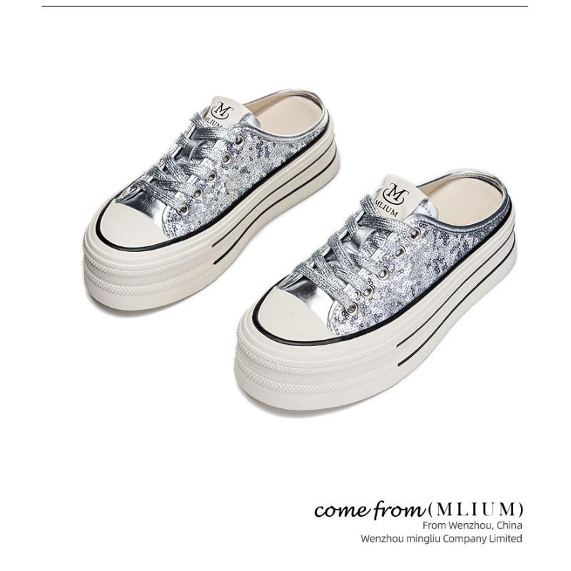 Lederslipper Sommer Flach Halb Schlepp Lässige Schlupf-Höhenschuhe für Damen