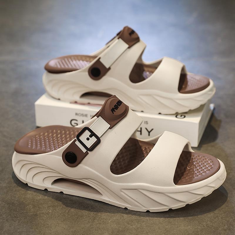 Slippers men's 2025 new summer non-slip thick bottom stepping on shit feeling teenagers outdoor seaside wading dual-purpose one-word drag