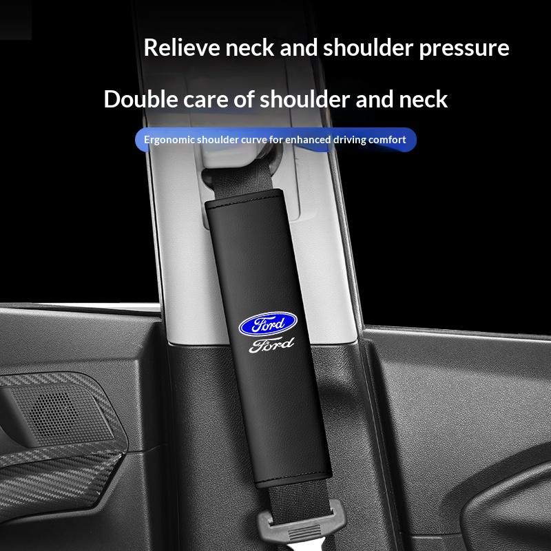 AKJ1 For Ford Mondeo Focus Explorer Escape Kuga Everest Bronco F-150 Ranger Transit Leather Shoulder Pads For Car Seat Belts