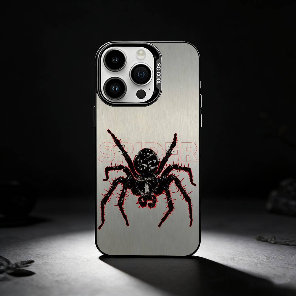 Cool Fashion-trend Spider Phone Case For iPhone 17,16,15,14,13,12,11 Plus,Pro Max,XS,Colored Silver Phone Case