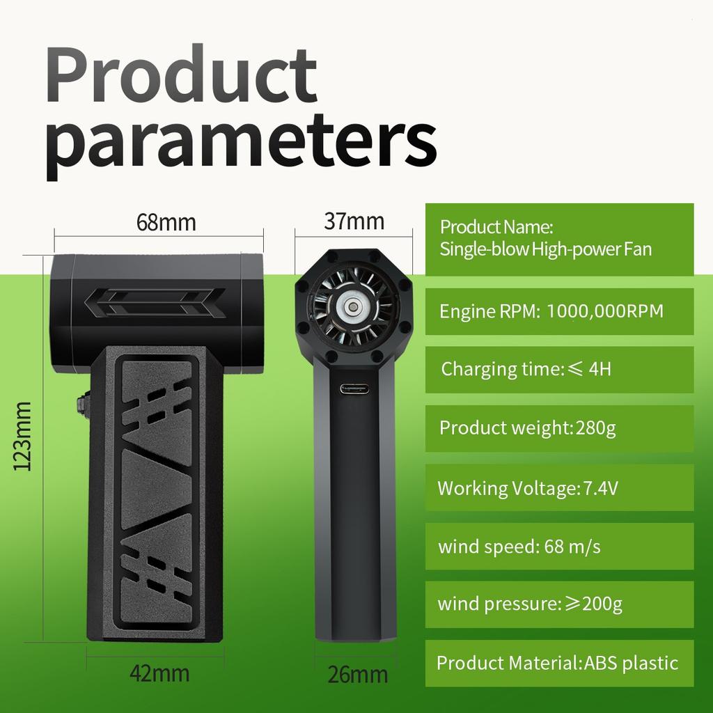 Mini Turbo Jet Fan Electric Air Duster with 3 Gear Adjustable 1000000RPM Wind Speed 68m/s Car Computer Cleaning Blower Tool