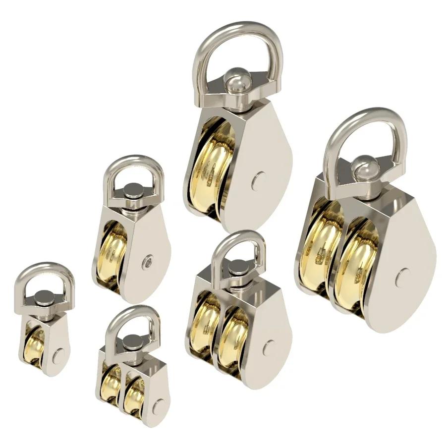 

1pcs 43/58/86mm Single/Double Wheels Metal Sheave Zinc Alloy Pulley Crown Block and Tackle Lifting Wheel Mini Double Pulley Moving-Single-43mm