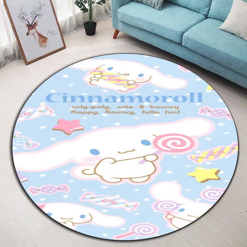 The My Melody and Cinnamoroll Cartoon Round Rug Can Be Used To Decorate Living Rooms, Bedrooms, Sofas, and Playrooms;