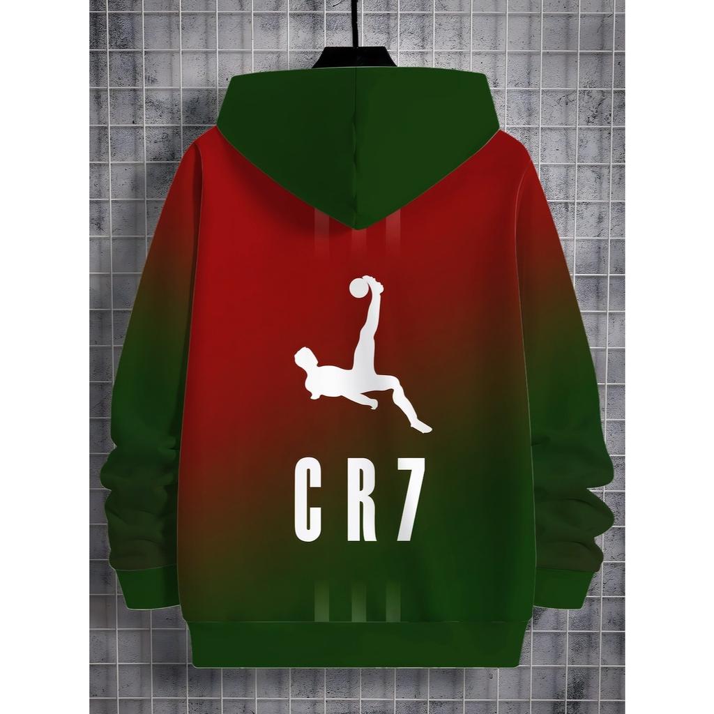 Boys' casual sports hoodie, football CR7 printed design casual long sleeved sports top