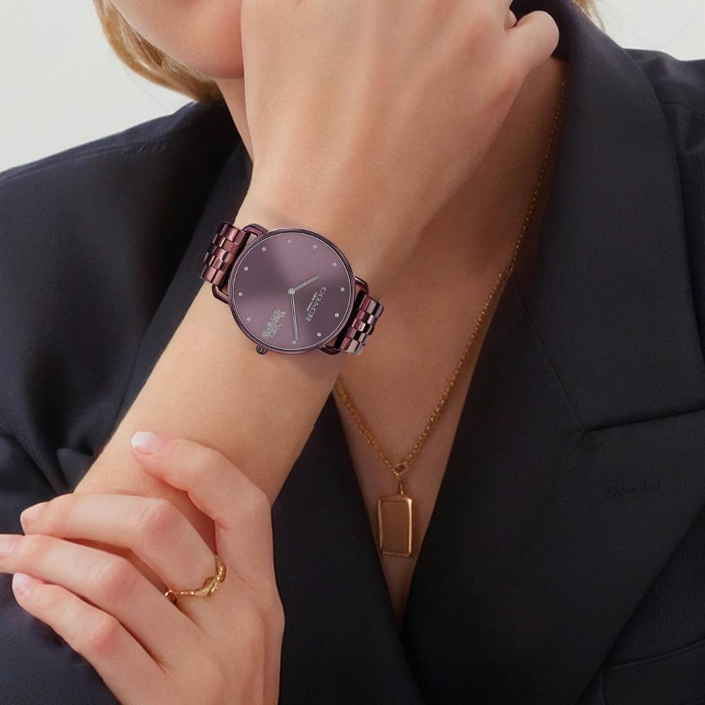 Coach Quartz Watch Stainless Steel Band 41Mm Purple Dial 30M Water Resistant Women watches 14504298