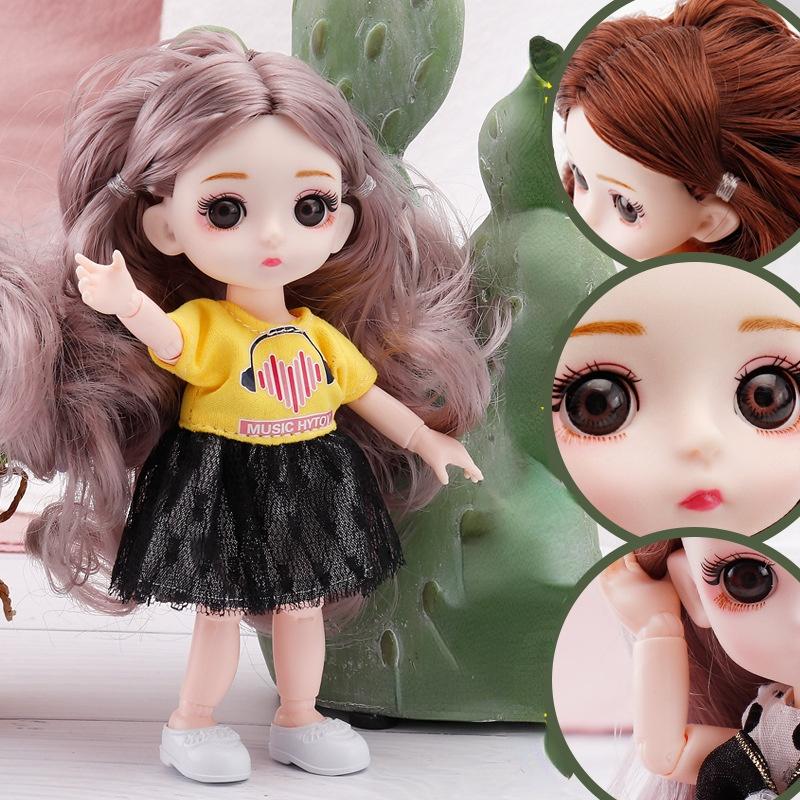 17 CM Mini Mobile 13 Bambole Snodate Ragazze Giocattolo 3D Grandi Occhi BJD Principessa Abiti Completi Collezione di Abiti Per Bambini Regalo bambola