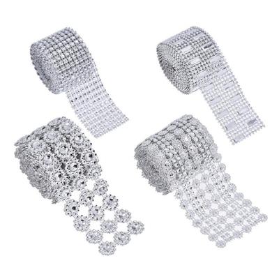 4 Rolls Sparkling Diamond Ribbon for Birthday Christmas and Wedding Decorations, for Cake and Candle Decoration