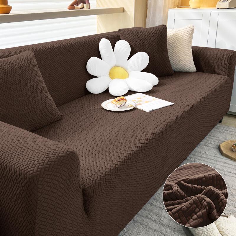 Jacquard Elastische Sofabezüge Überwurf Für Wohnzimmer Stretch Polar Fleece Sessel 1 /2 /3 /4 Sitzer Ecksofabezug L-Form