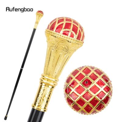 Rode bal type gouden wandelstok mode decoratieve wandelstok gentleman elegante cosplay wandelstok knop kromstaf 93cm